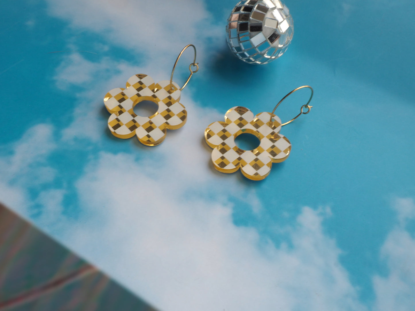 Checkered Flower Earrings