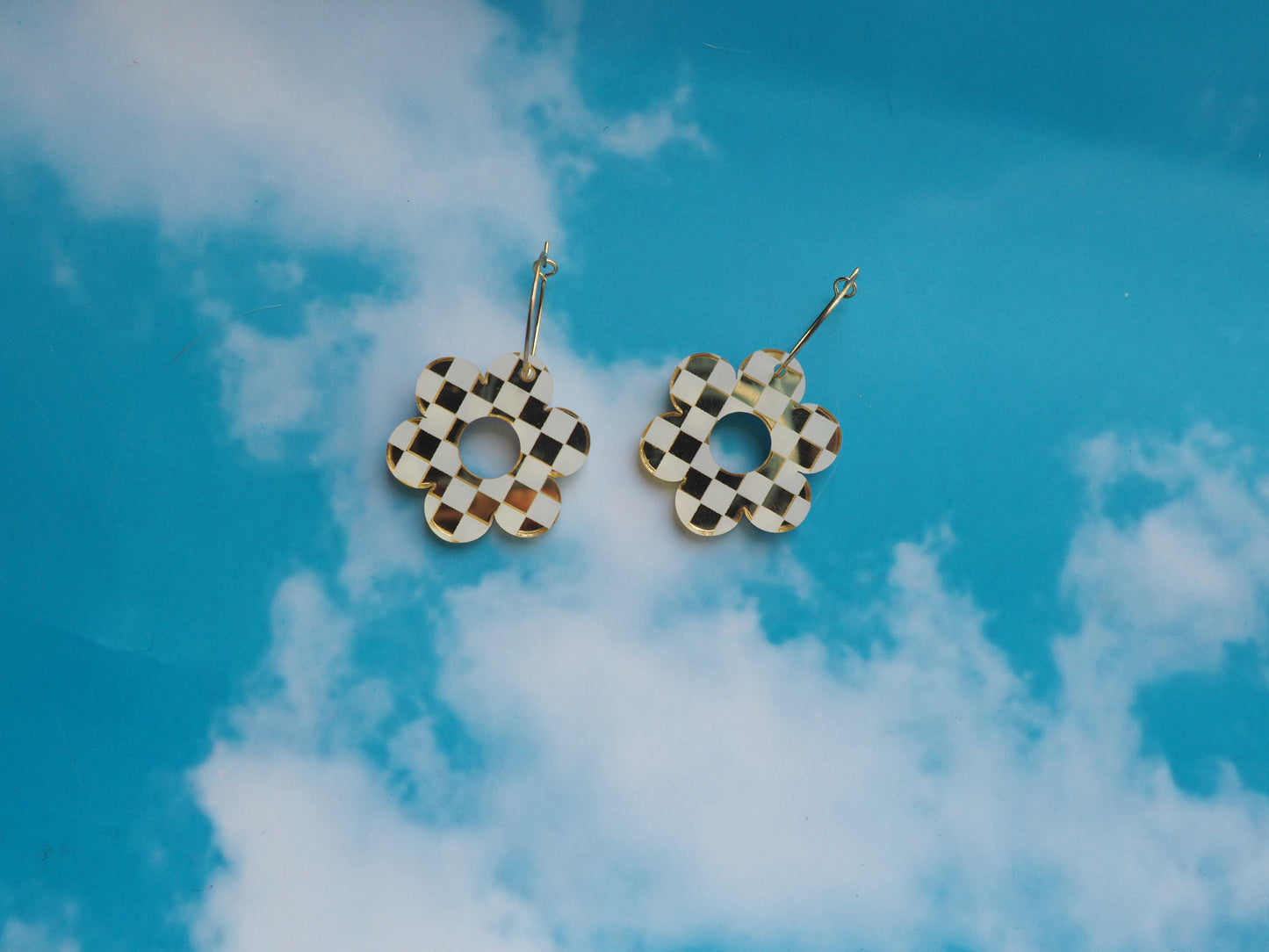 Checkered Flower Earrings