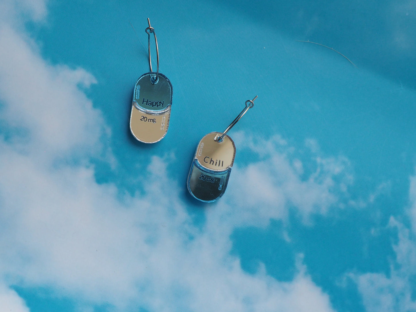 Chill Pill/Happy Pill Acrylic Earrings