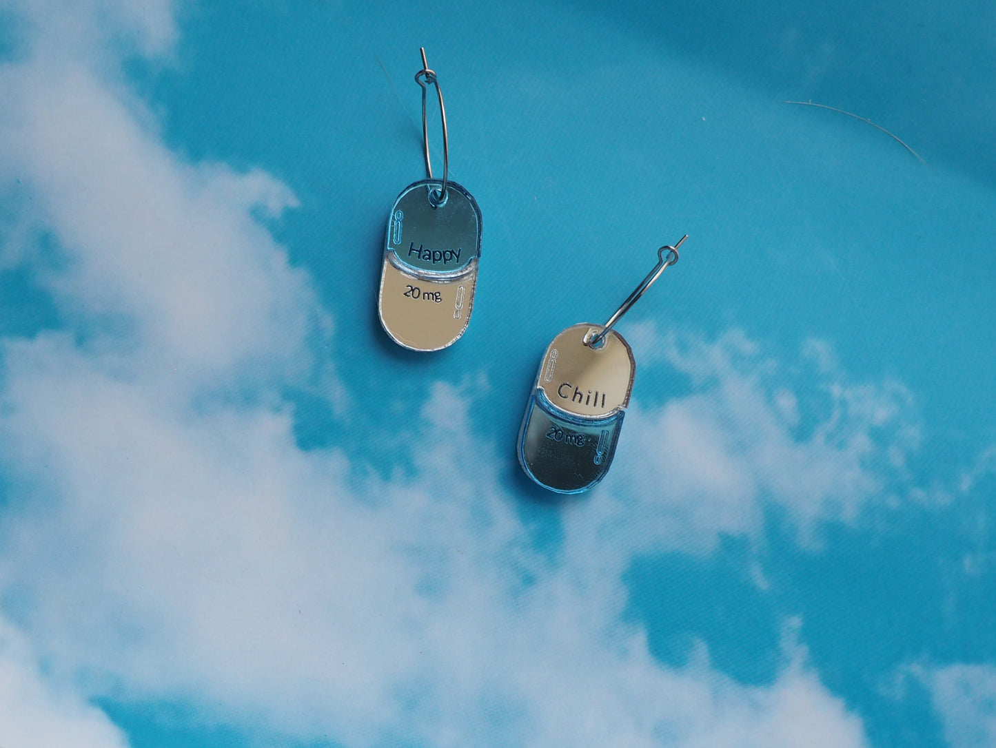Chill Pill/Happy Pill Acrylic Earrings