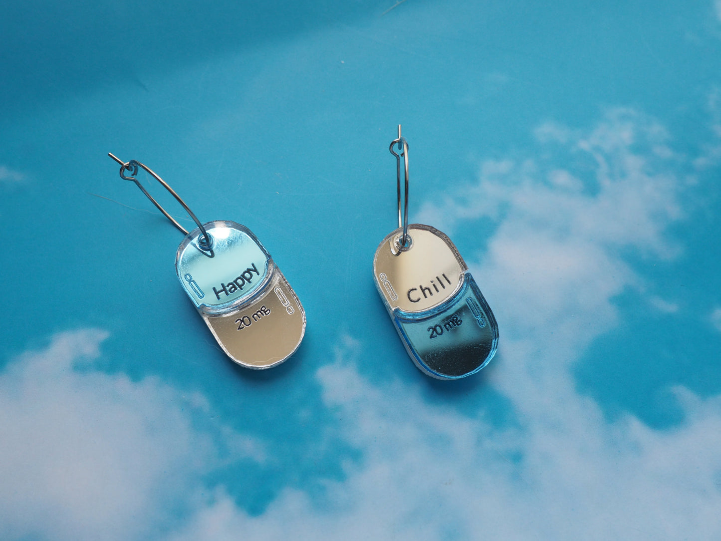 Chill Pill/Happy Pill Acrylic Earrings