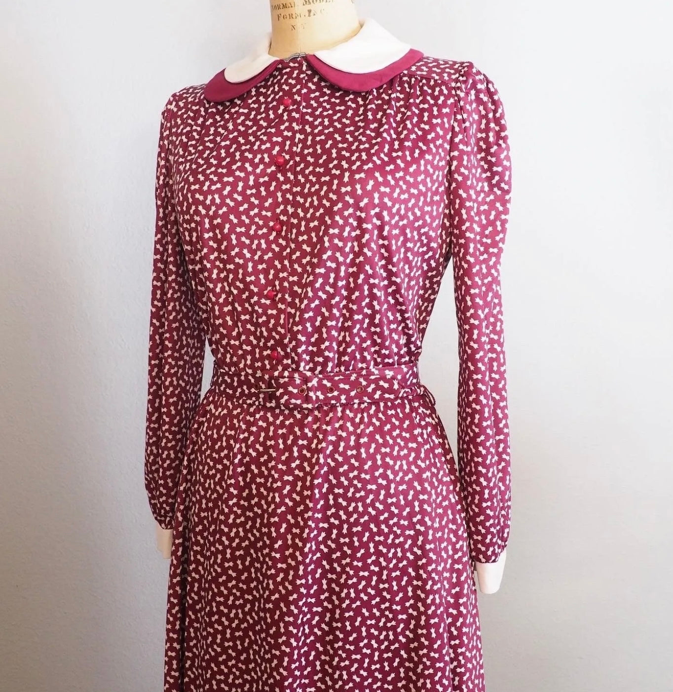 1970’s Bow Print dress—L/XL