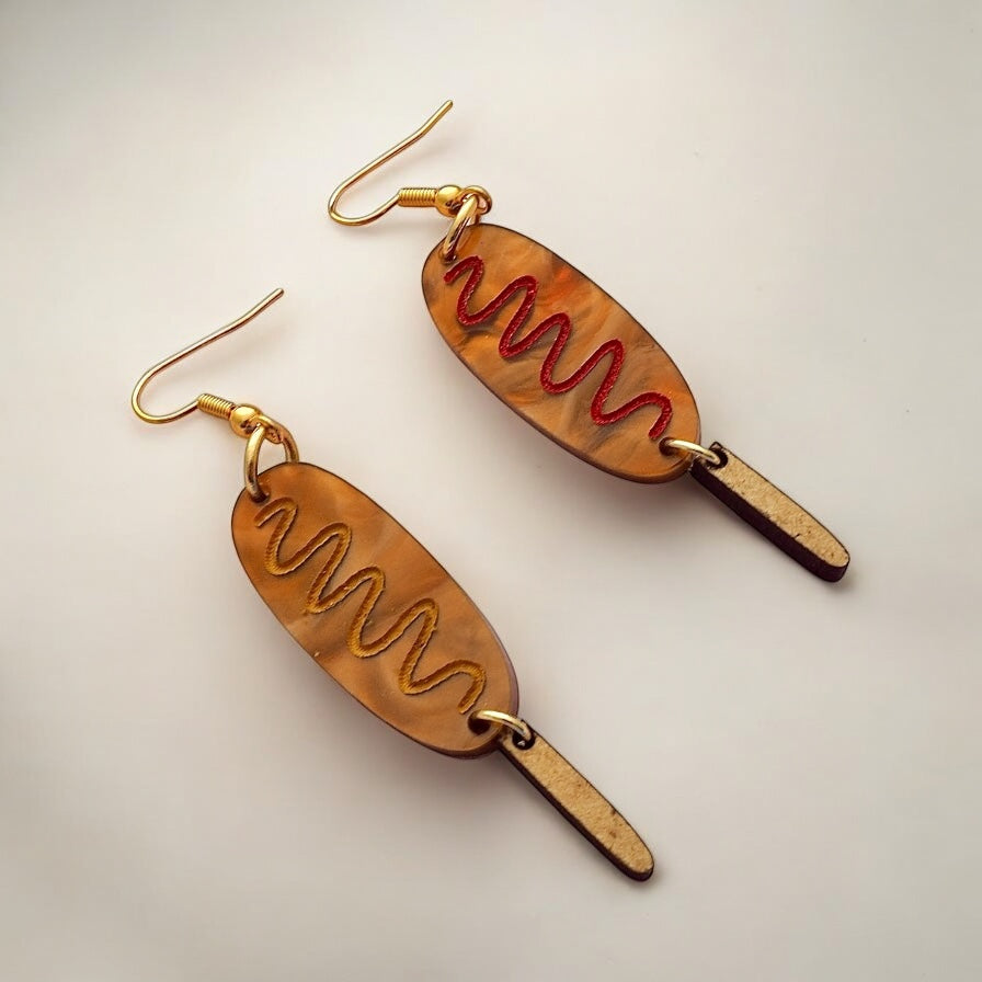 Corn Dog acrylic earrings