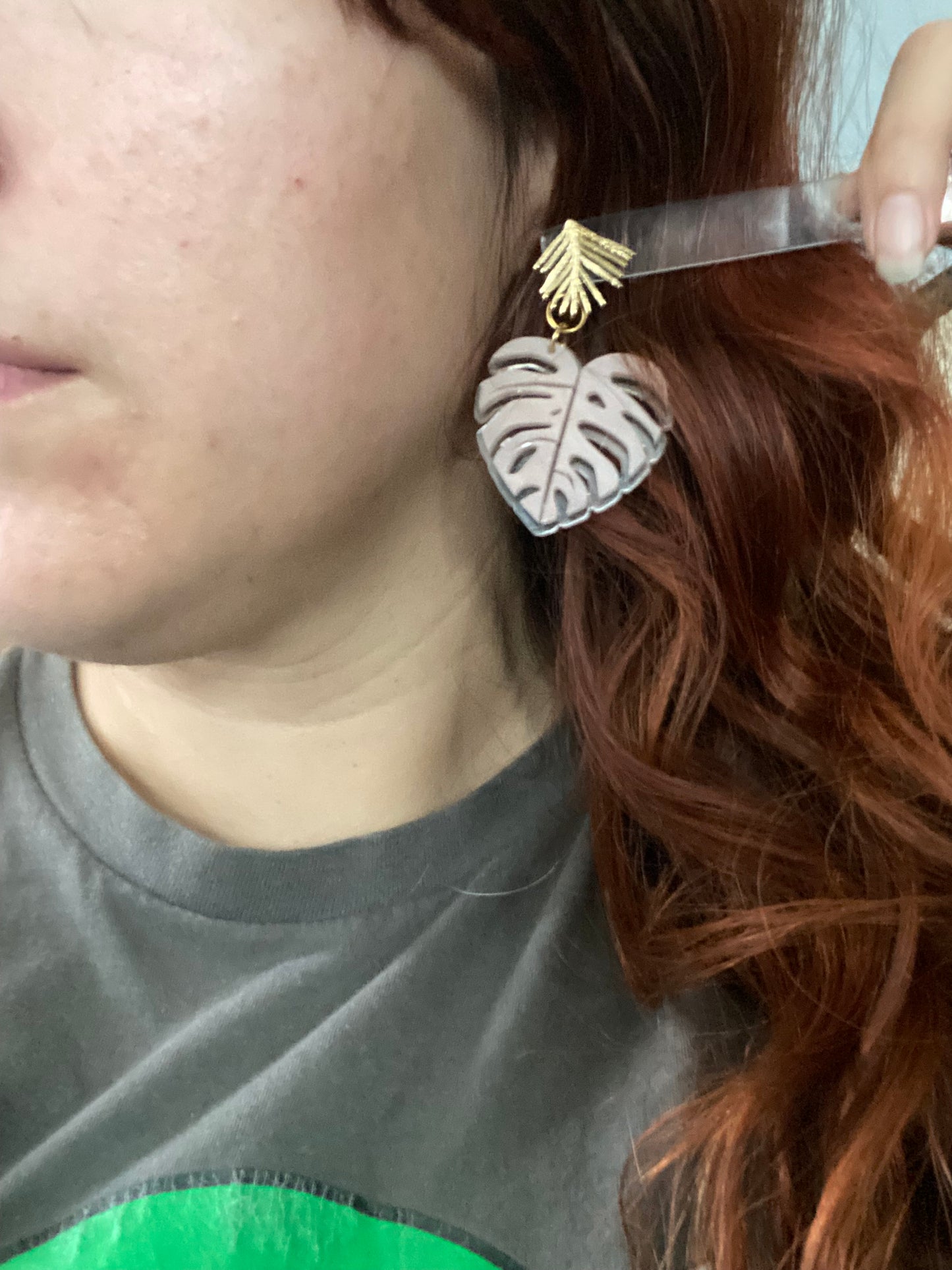 Monstera earrings