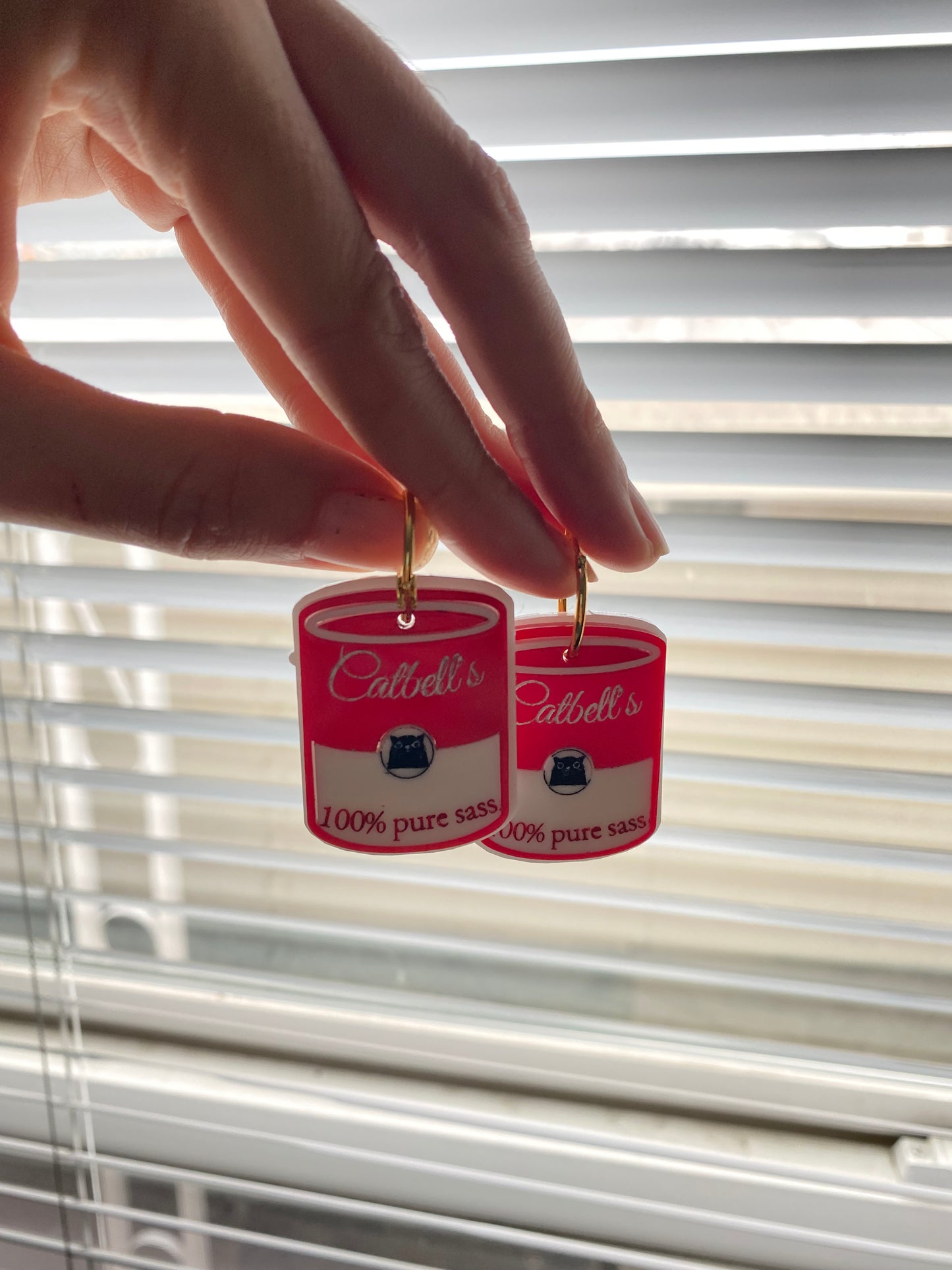 Cat Soup Can earrings