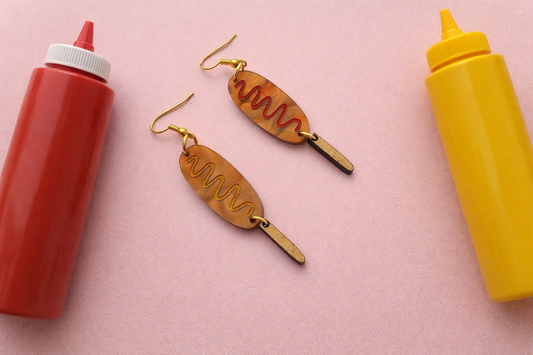 Corn Dog acrylic earrings