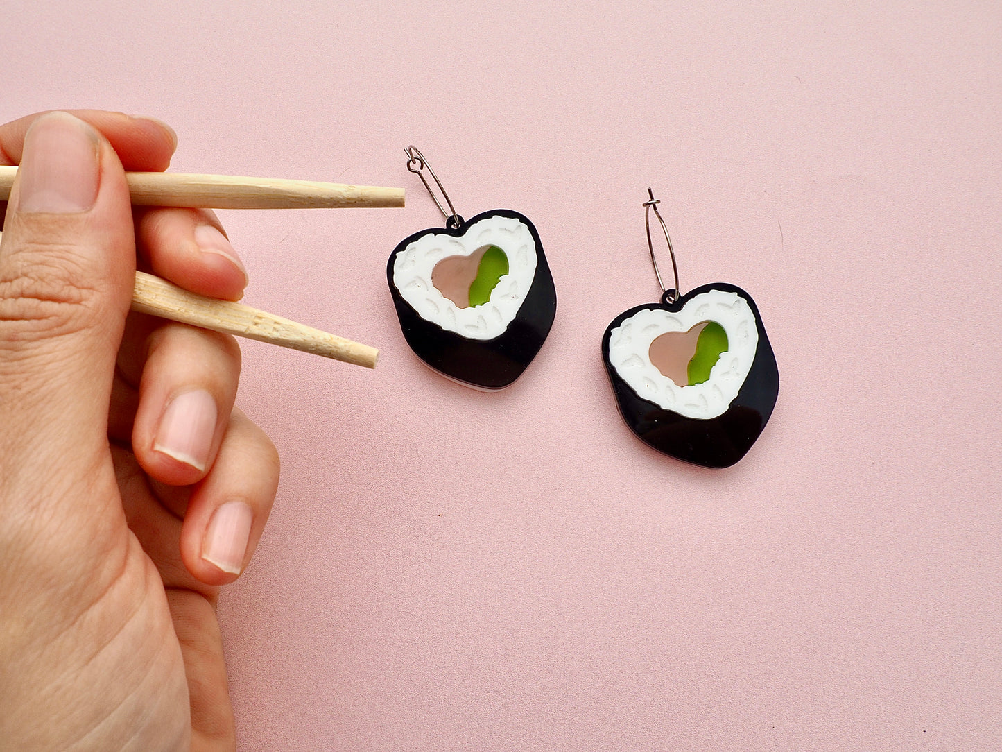 Sushi Heart California Roll earrings