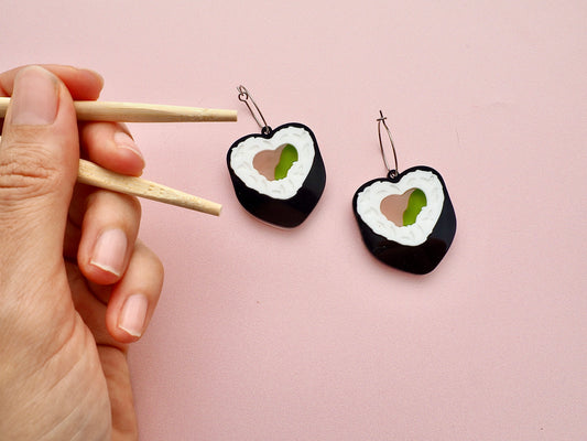 Sushi Heart California Roll earrings