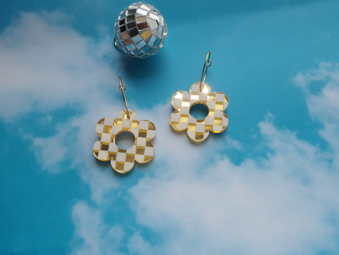 Checkered Flower Earrings
