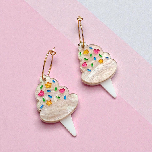 Pink Cotton Candy acrylic earrings