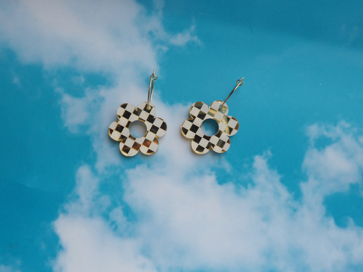 Checkered Flower Earrings
