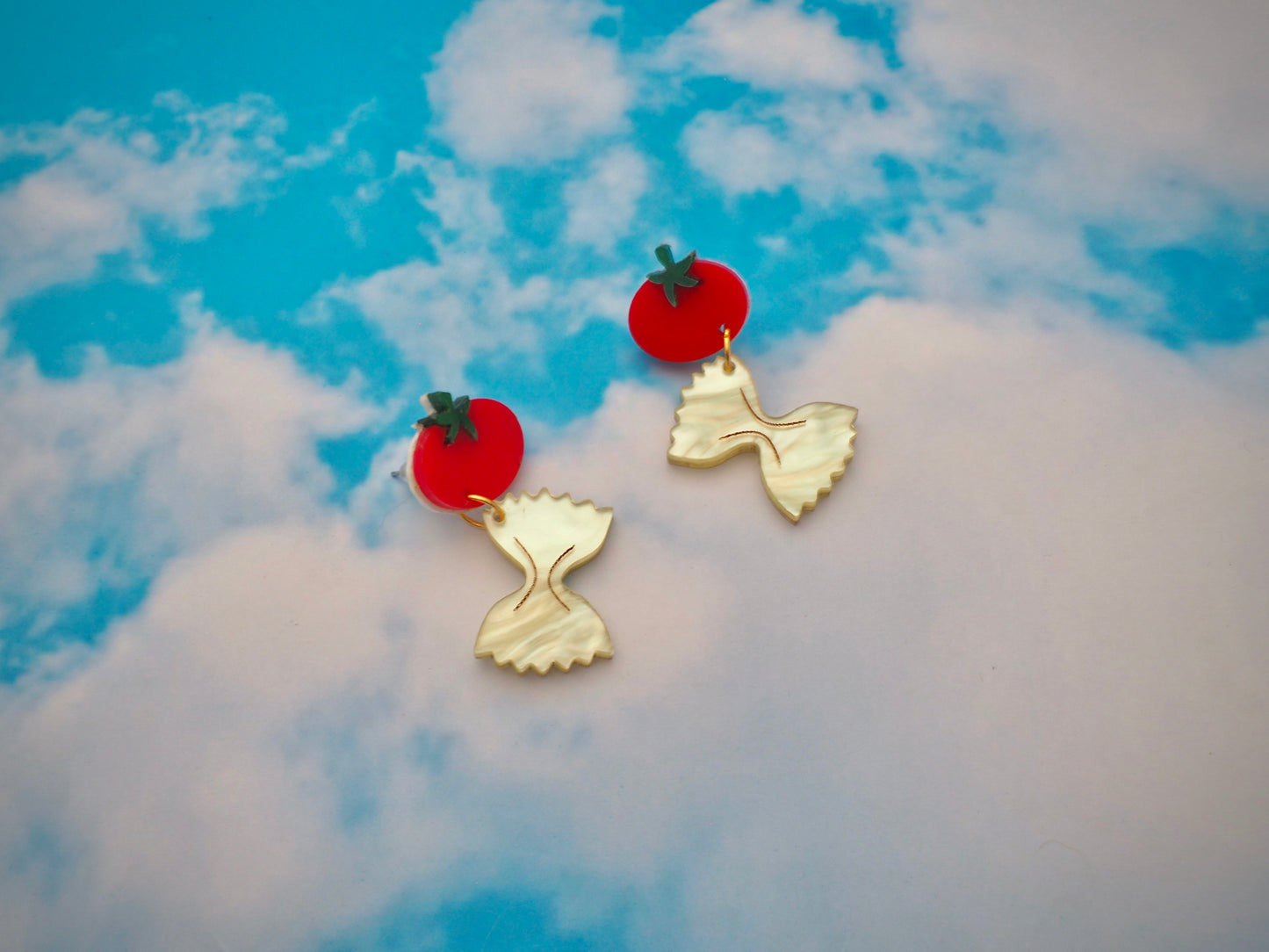 Bow tie pasta acrylic earrings