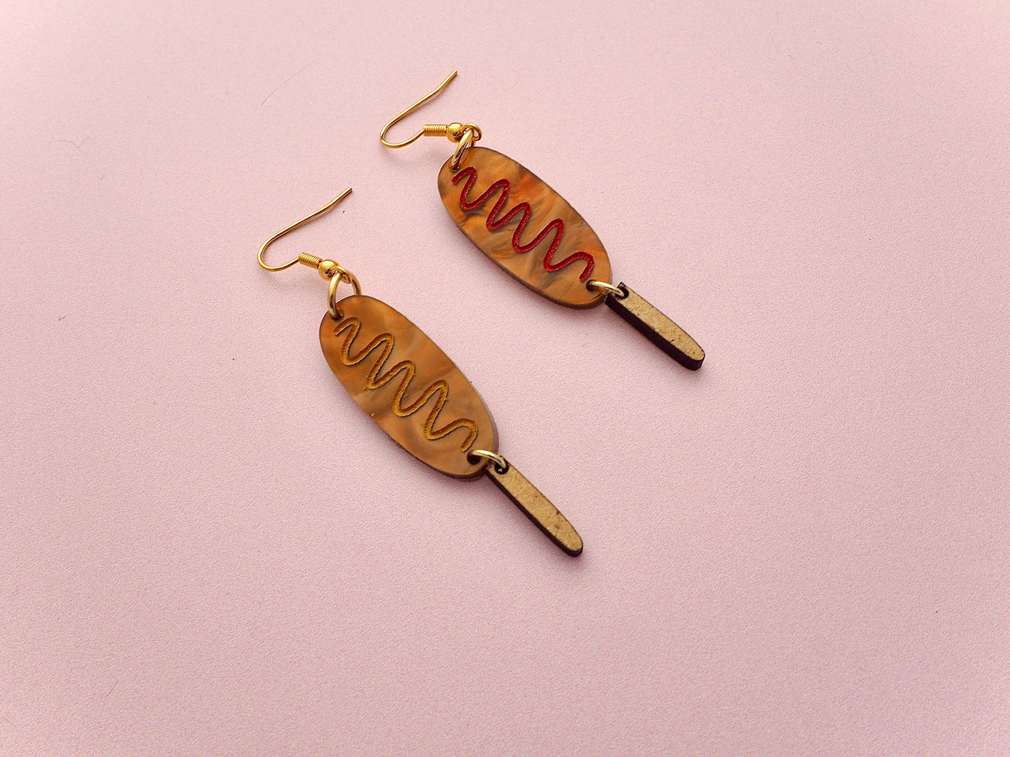 Corn Dog acrylic earrings