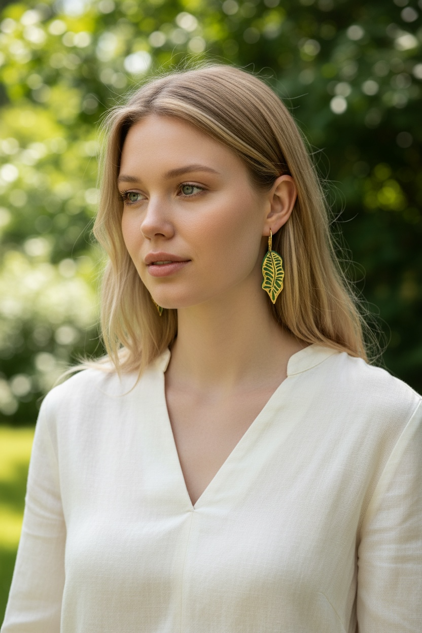 Golden Fern Leaf acrylic earrings