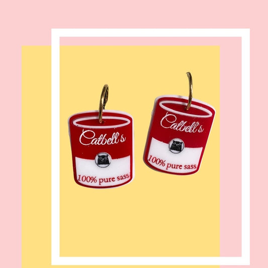 Cat Soup Can earrings