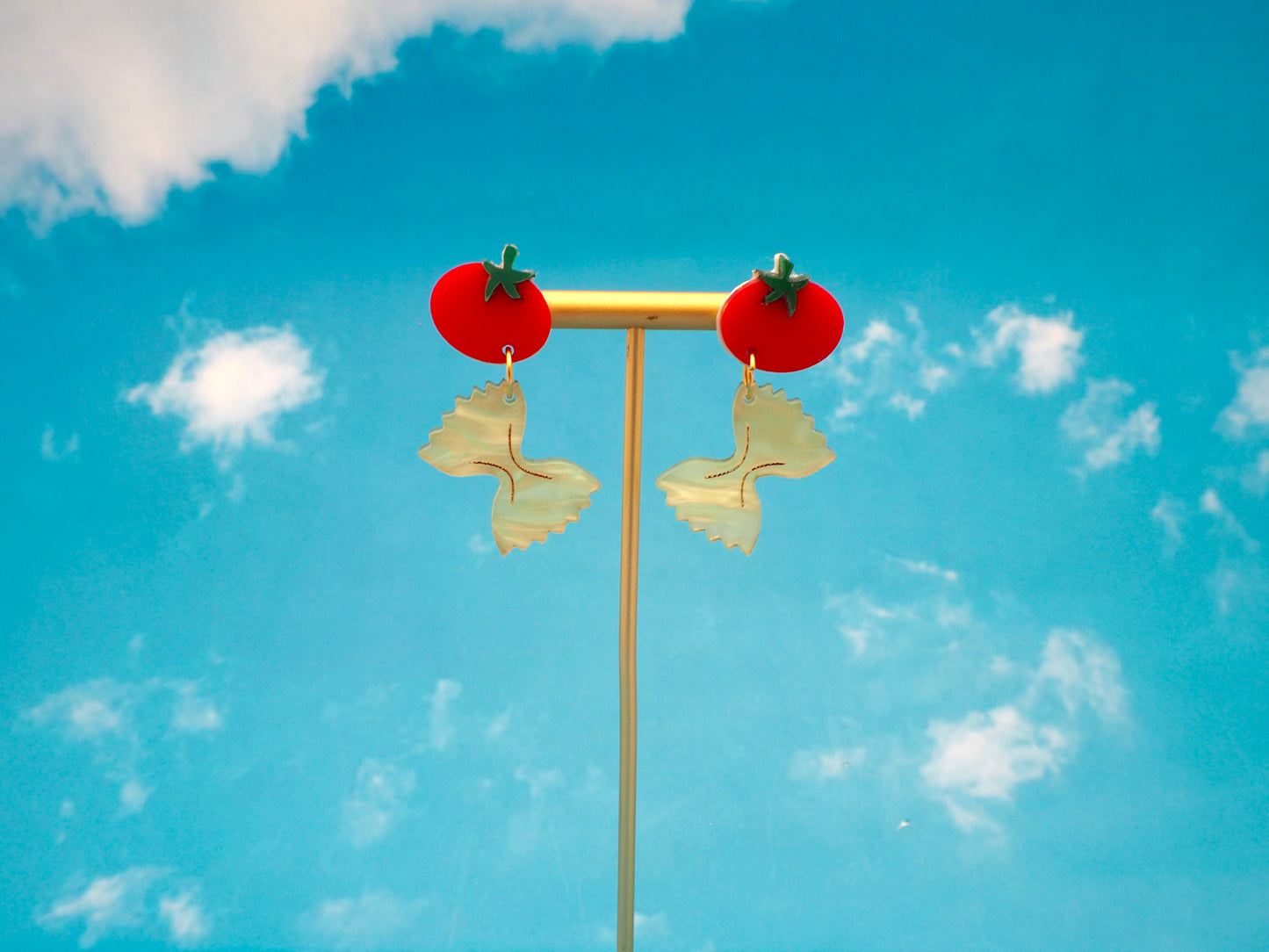 Bow tie pasta acrylic earrings