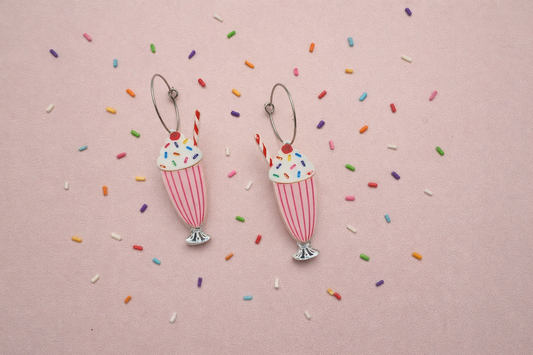 Retro Strawberry Milkshake earrings