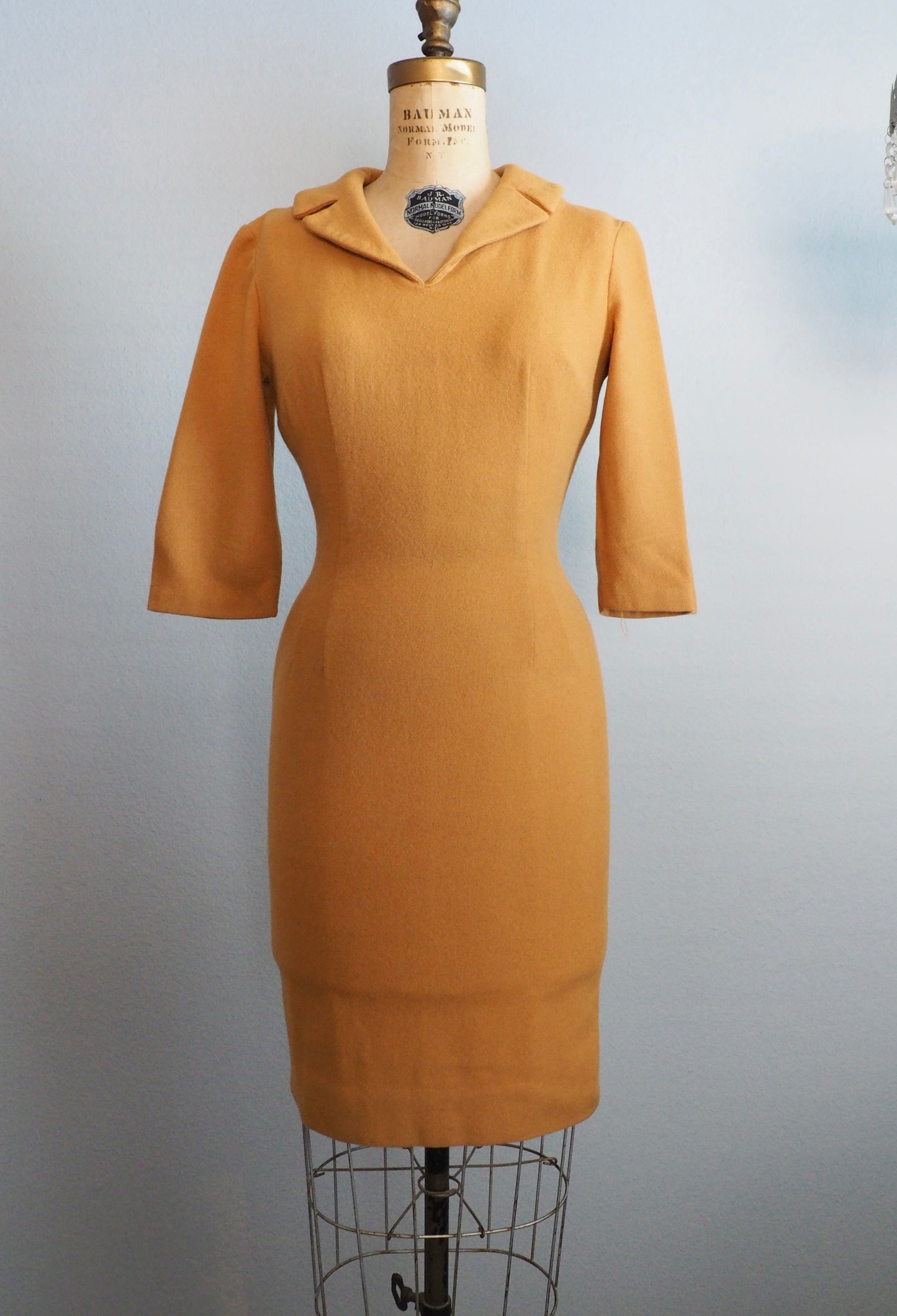 1950’s Mustard wool dress—XS