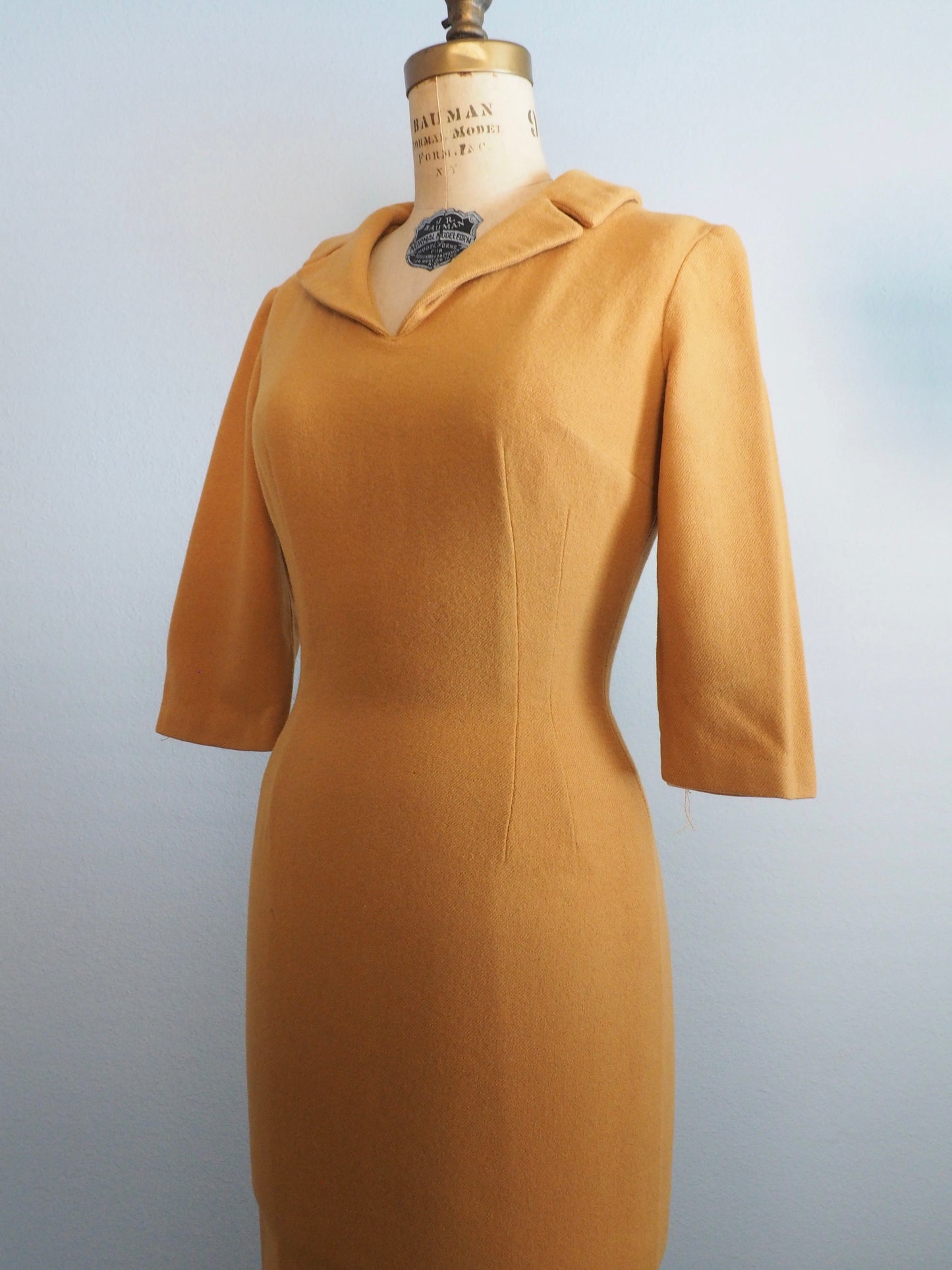 1950’s Mustard wool dress—XS