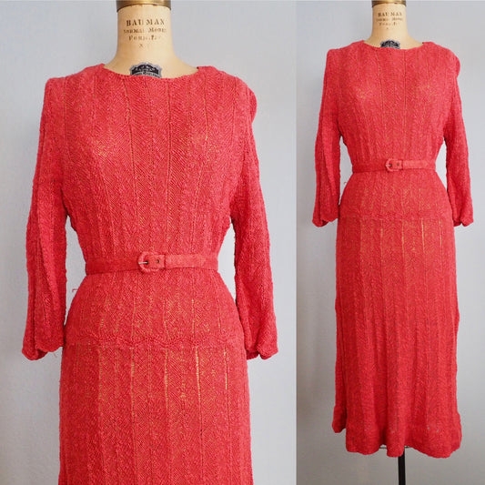 1970’s Does 1930’s Knit Dress—M