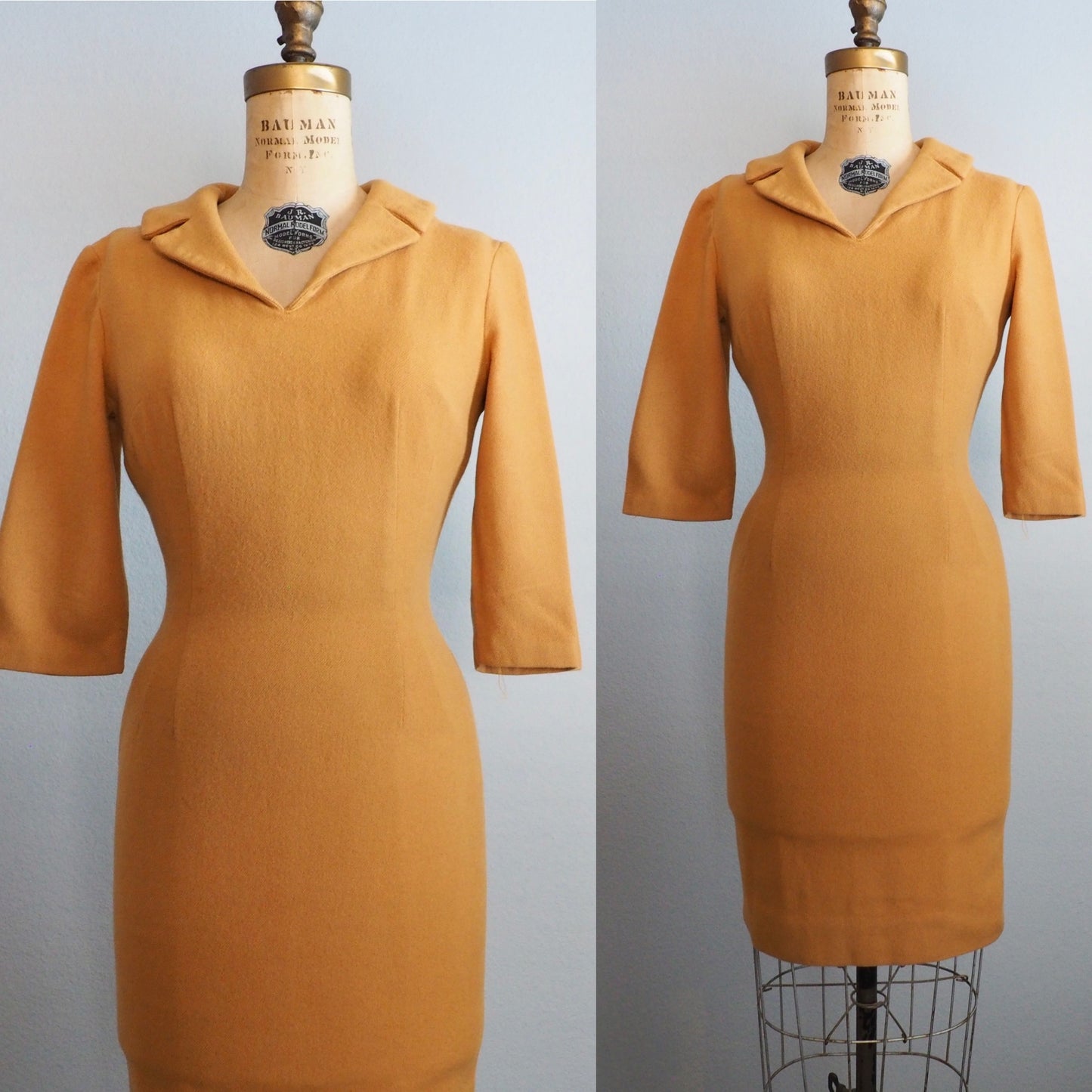 1950’s Mustard wool dress—XS