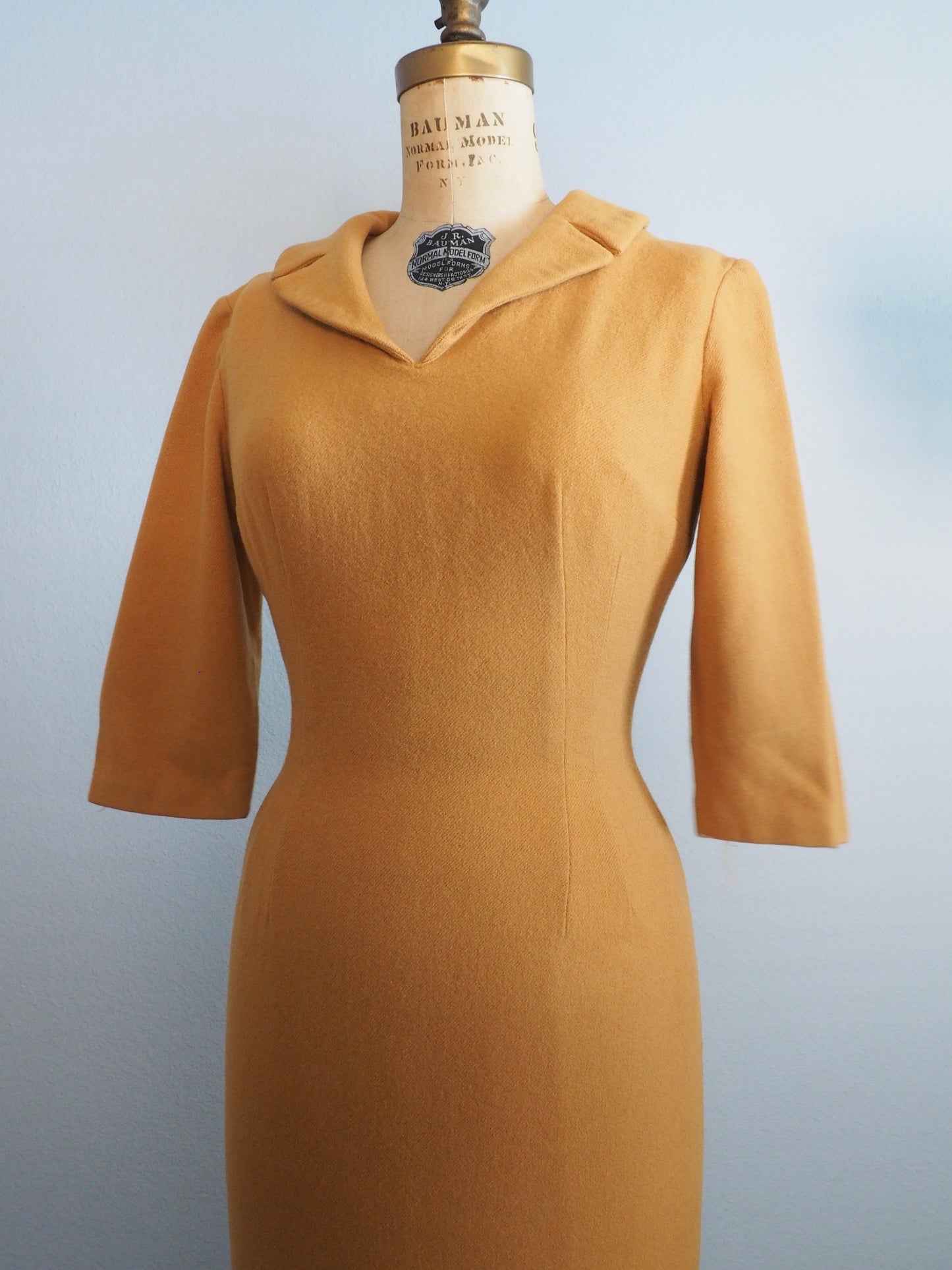 1950’s Mustard wool dress—XS