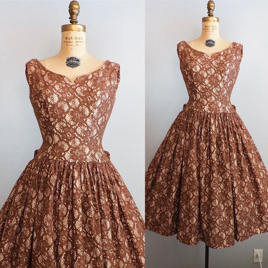 1950’s Cocoa Lace Dress—XS