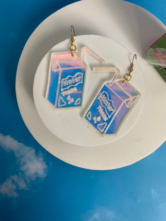 “Hater Tears” juice box earrings