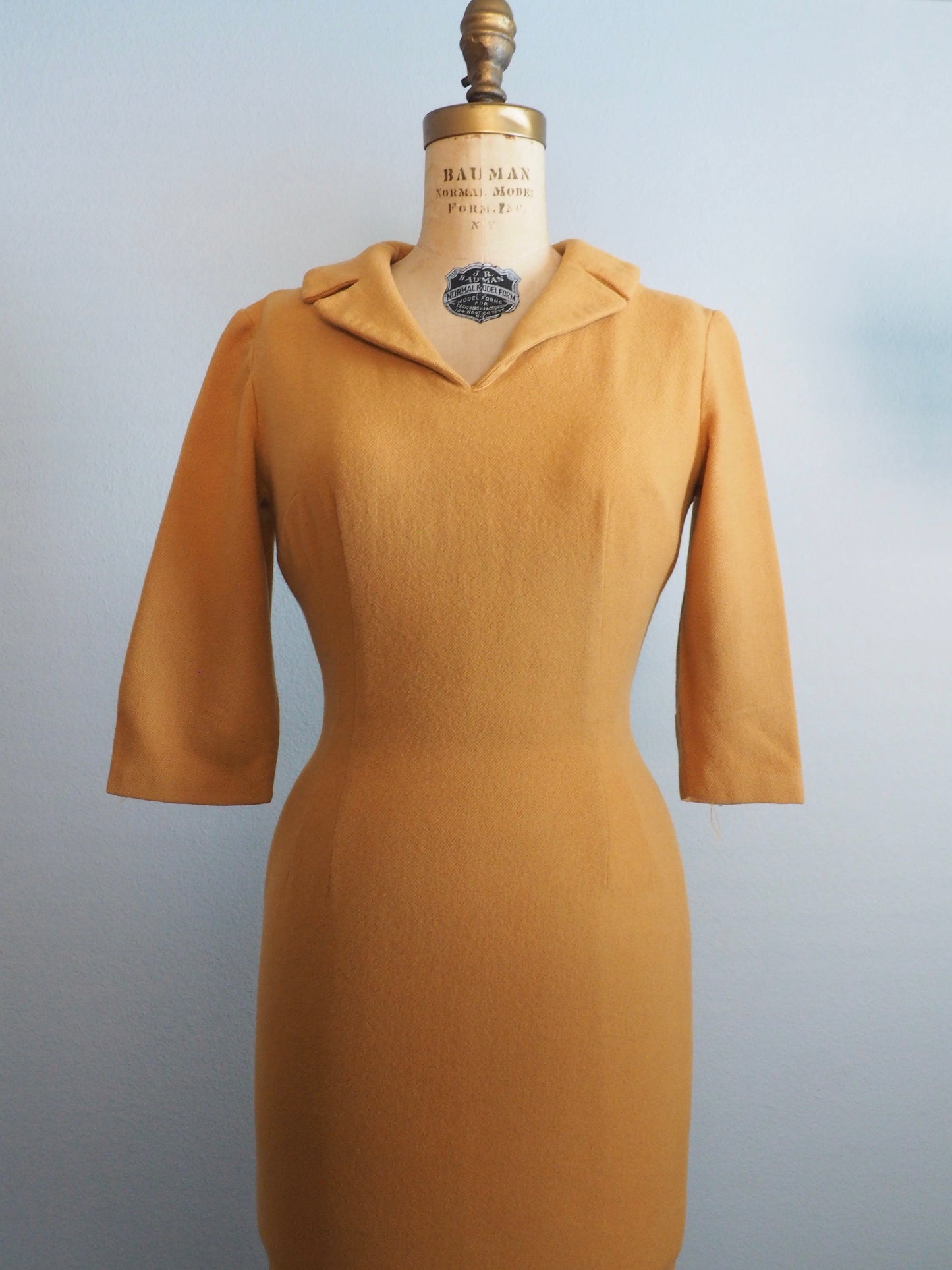 1950’s Mustard wool dress—XS