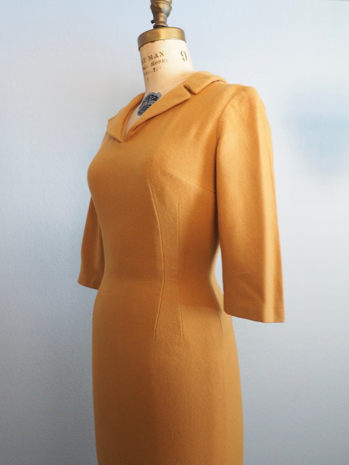 1950’s Mustard wool dress—XS