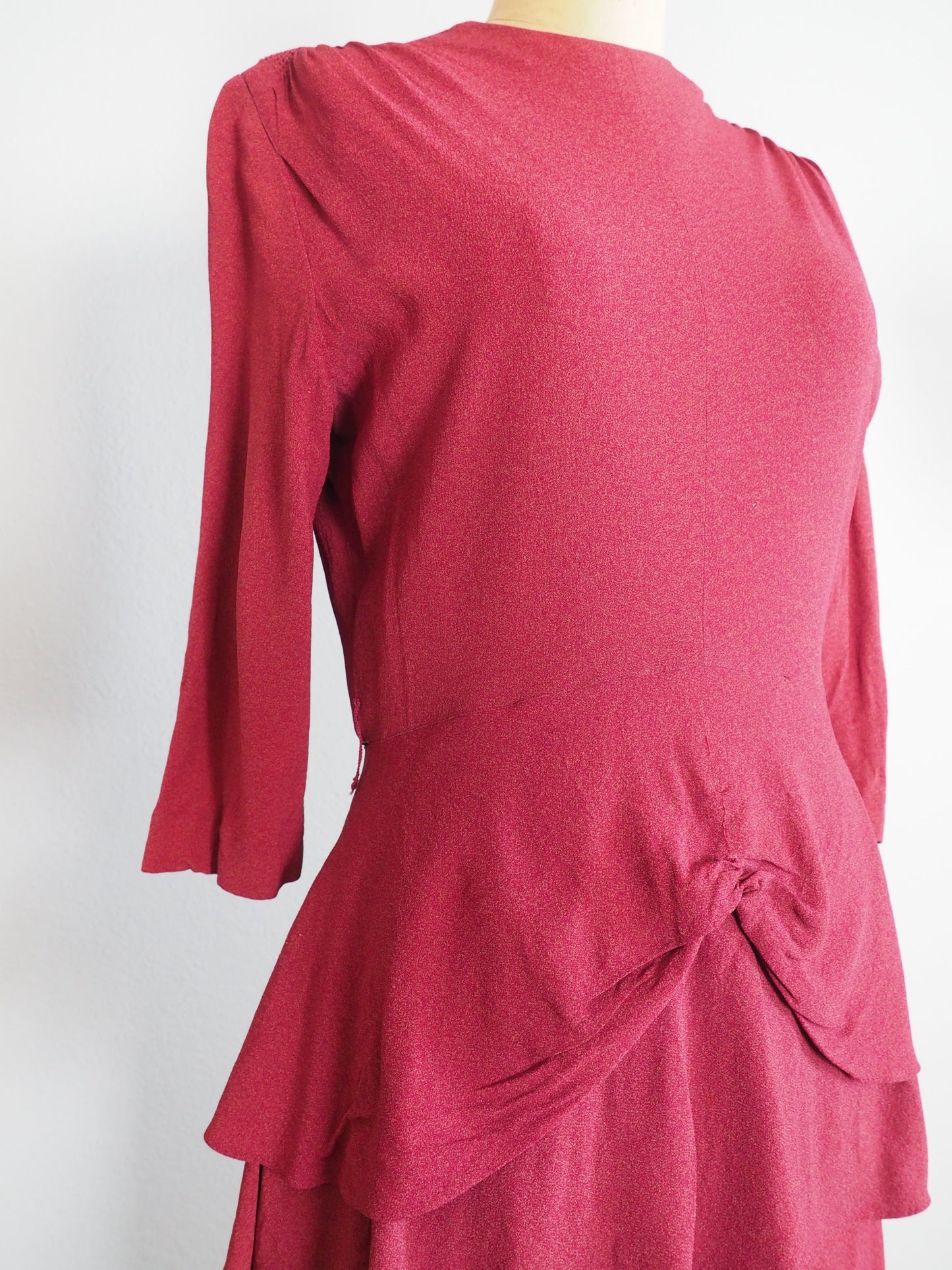 1940’s Raspberry Peplum Dress—M/L