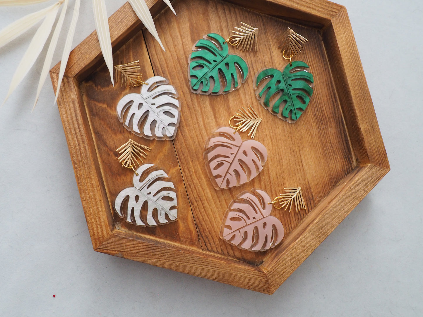 Monstera earrings