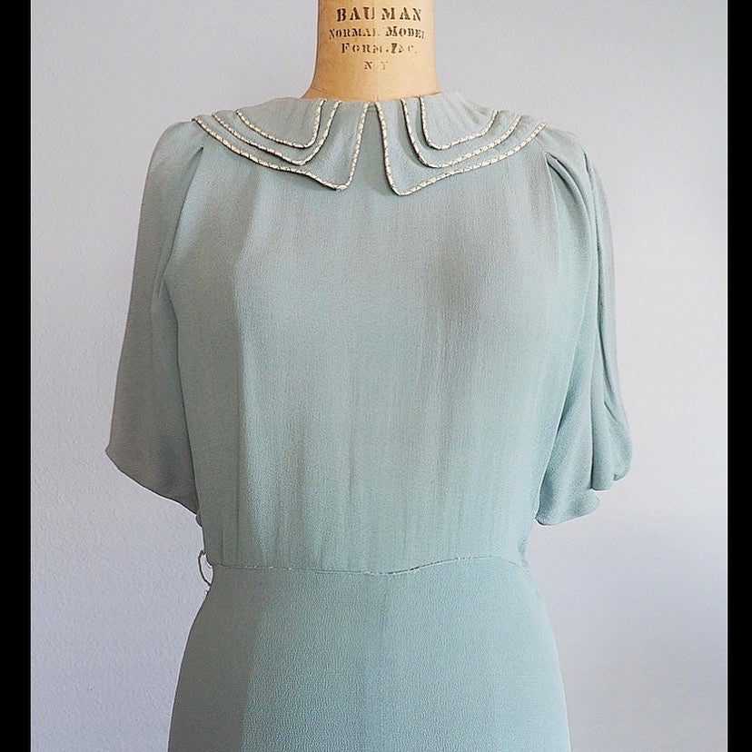 1930’s pale blue dress—M