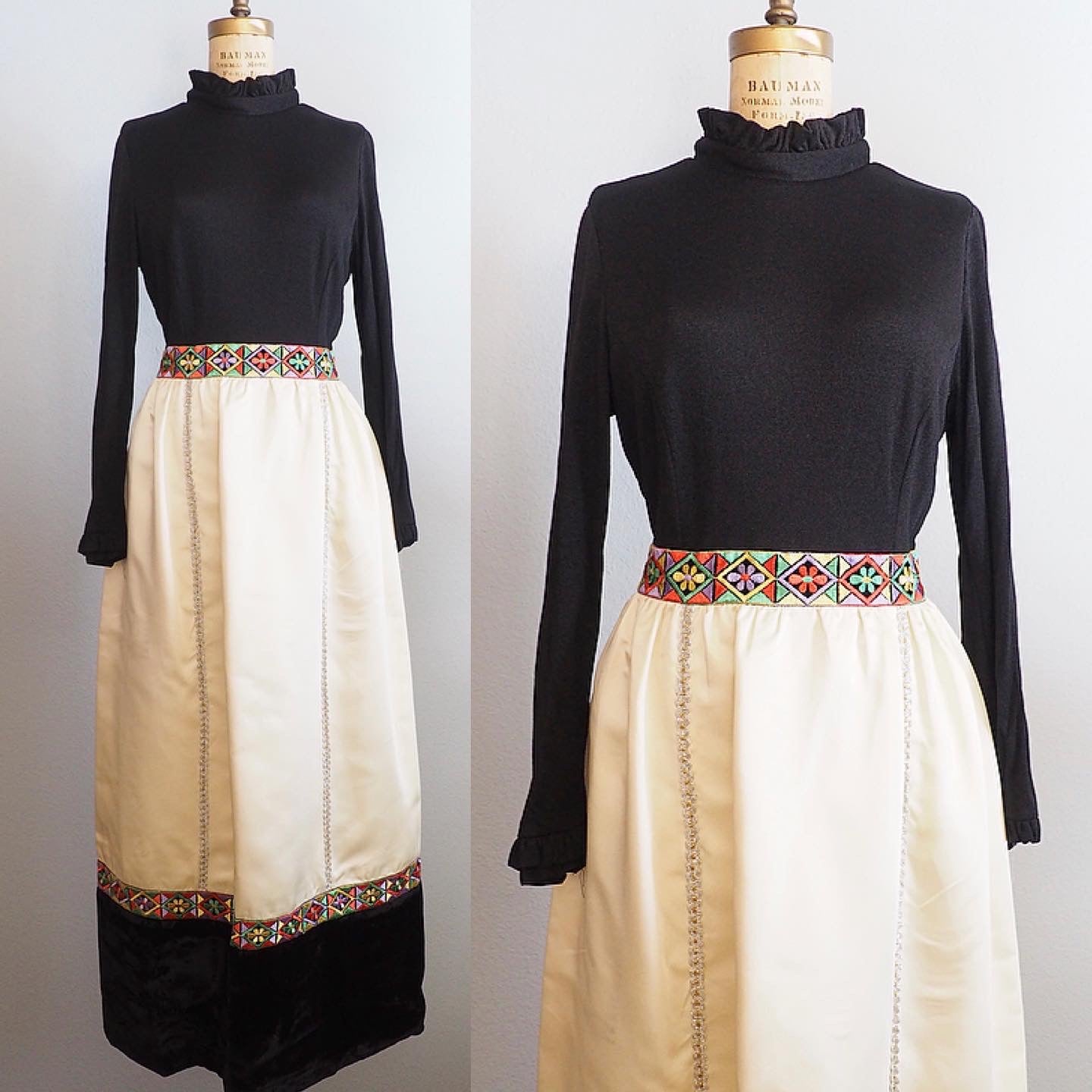 1970’s embroidered maxi dress—M/L