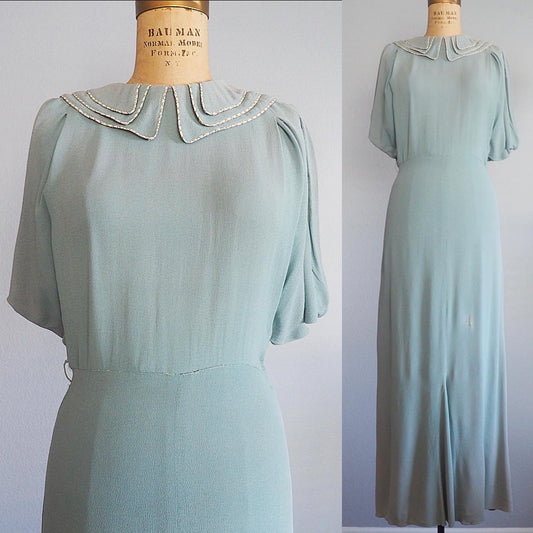 1930’s pale blue dress—M