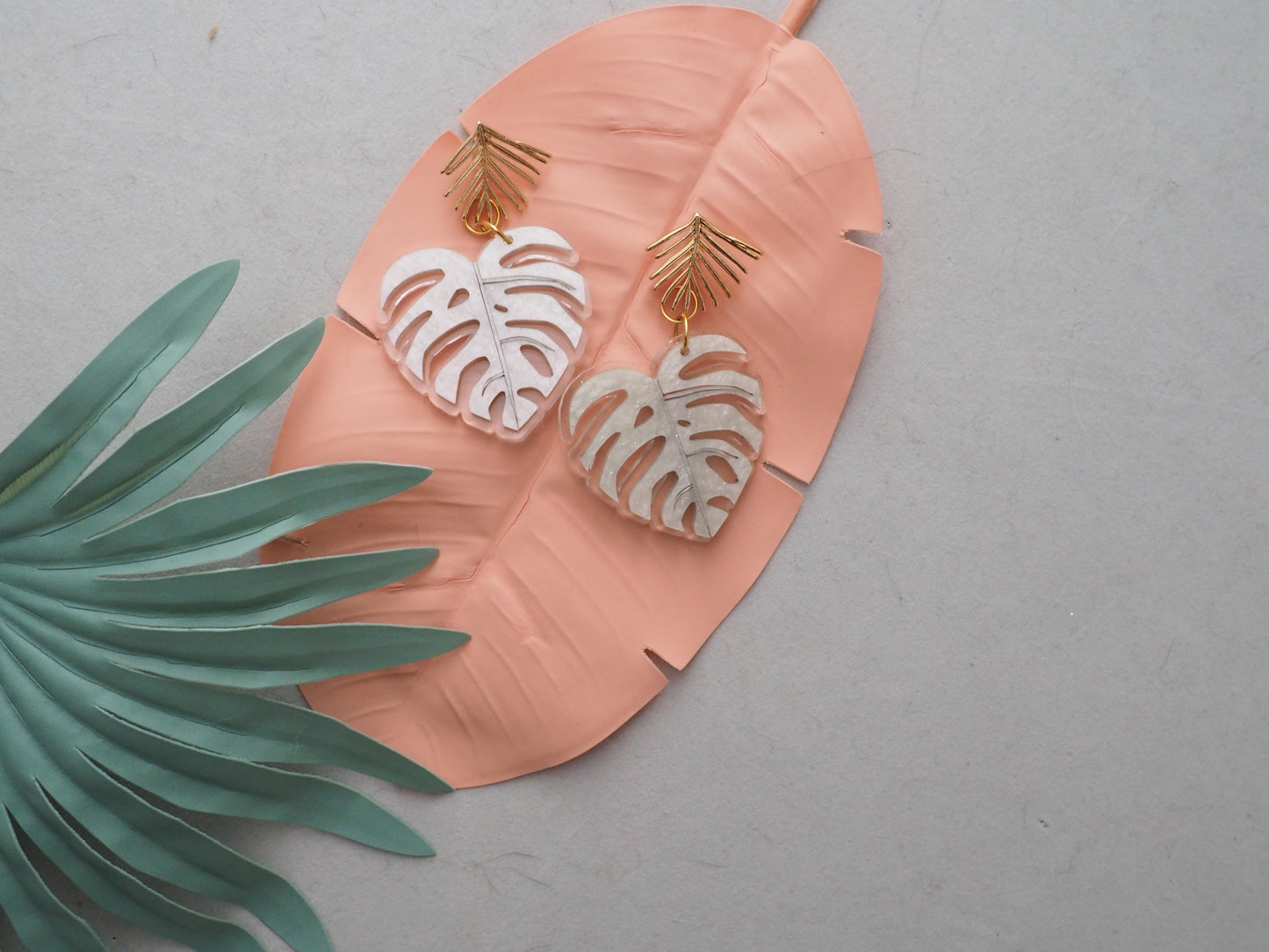 Monstera earrings